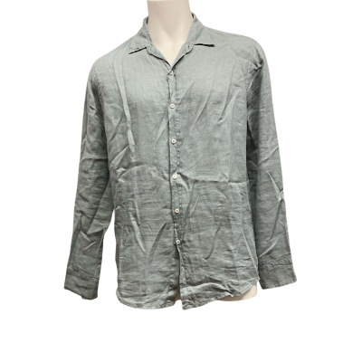 Jihn P Greece Mens 100% Linen Size XL Long Sleeve Shirt Sage Green 