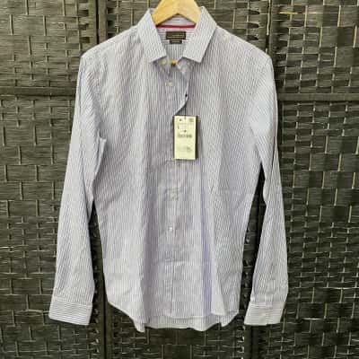 Zara Man Mens  Size L Business Shirt Blue / Pinstriped / Red / White 