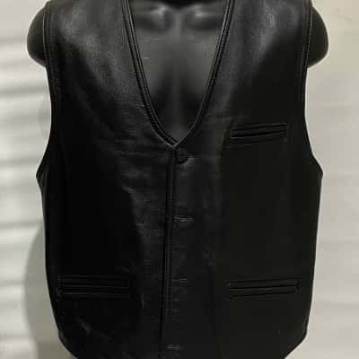 ANTEX BLACK ITALIAN LEATHER VEST Size XL  