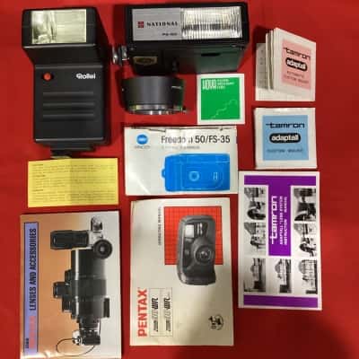 National PE50 and Rollei flashes with Minolta mount and manuals 