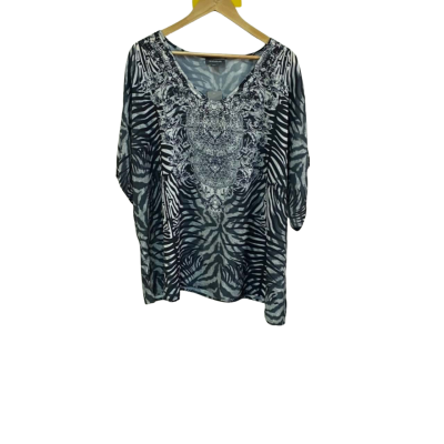 BNWT Autograph Womens  Size 18 Long Sleeve Top Animal print / Black  / White 