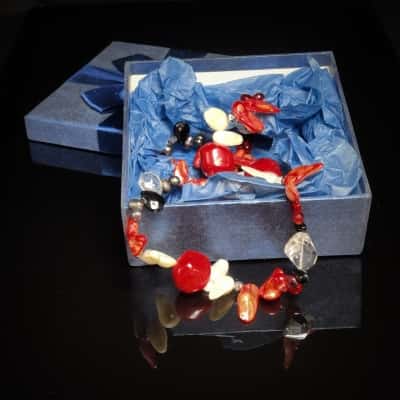 Superb Red Coral & Keshi Pearl Necklace 48cm With Matching Earrings 3cm Long