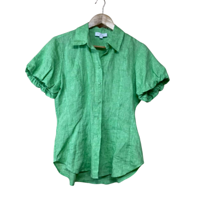 Witchery French Linen Green Top - Size 8