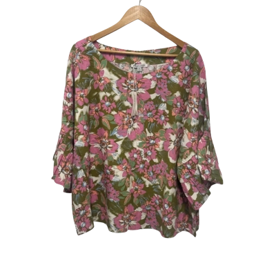 Grae Linen Womens  Size 22 Blouse Floral / Multicoloured 