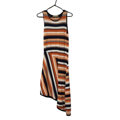 Womens Michael Kors Size M Navy Blue / Orange / White Maxi Dress 