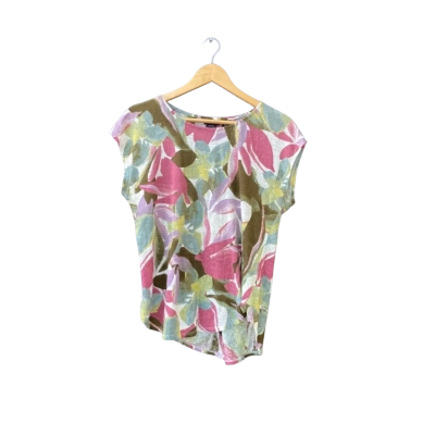 Tahari Size M Sleeveless Top Floral/Maroon/Multicoloured/White 