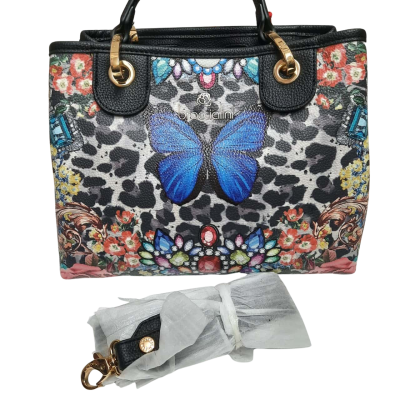 NWT Graziella Braccialini Italy Butterfly Print Pattern Handbag