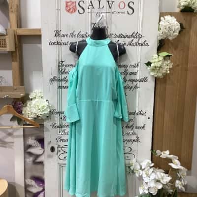 BRIDGEE BRAND! BNWT! RRP $129.00! WINDSWEPT ACQUA HALTERNECK MIDI DRESS! Womens  Size 20 Halter Neck Dress / Midi Dress / Sleeveless Dress  Green 
