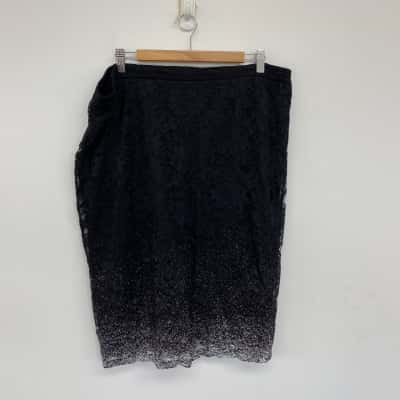 Liz Jordan Black Sofia Lace Skirt  Size 16 
