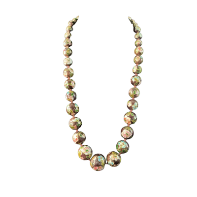 Womens vintage cloisonné graduated Bead Necklace 