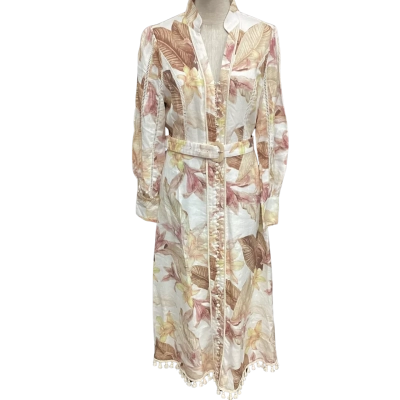  G.D.S. By Helenham  Size M Long Sleeve Dress / Midi Dress Beige / Brown / Floral / White 