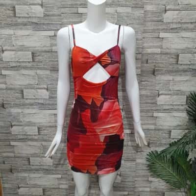 BNWT Women's Red / Orange Bodycon Party Dress Size 10