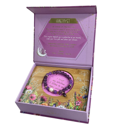 Lisa Pollock ‘I trust my Intuition’ Amethyst & Pearl Bracelet Gift Set