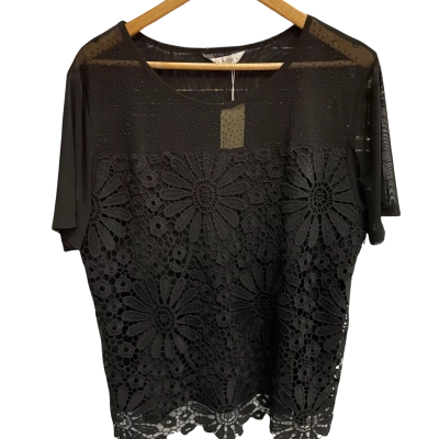 Olla Oh Womens  Size L Short Sleeve Top Black  