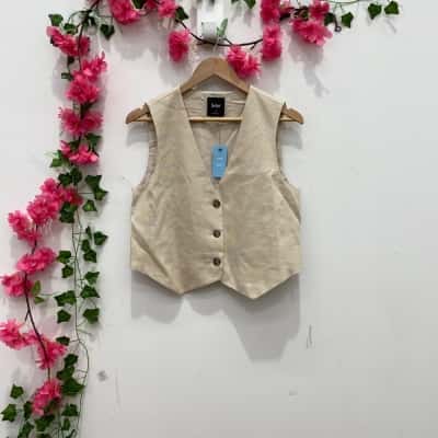 Sportsgirl Womens  Size 10 Sleeveless Shirt/ Vest Beige 
