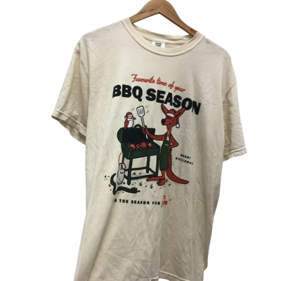  Comfort Colors BBQ Season Mens  Size L Short Sleeve T-shirt Cream 