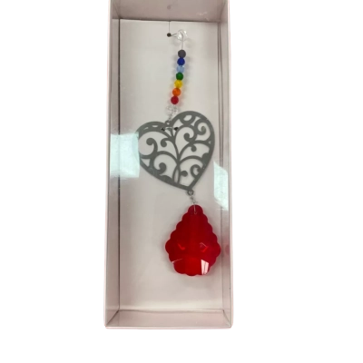 Super Pretty Heart & Red Crystal Dream Catcher - New in Box