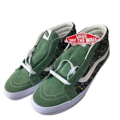 Vans Womens  Size 9 Vans Sk8-Mid Reissue sneakers feature a unique Hedge Green paisley pattern.