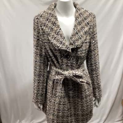 Liz Jordan Womens  Size 14 Winter Jacket Beige / Black  / White 