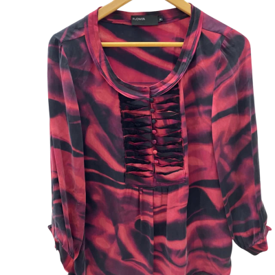 Flower Womens  Size 12 Long Sleeve Top Blue / Pink  / Purple 