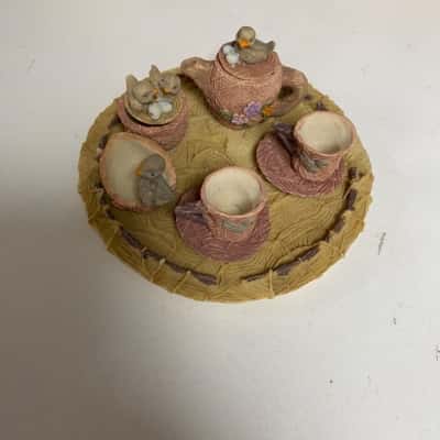 Miniature Duckling Ornament Tea Set