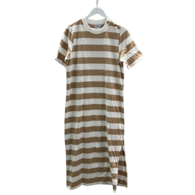 New Piper Women's Size M Beige & White Striped T-Shirt Dress