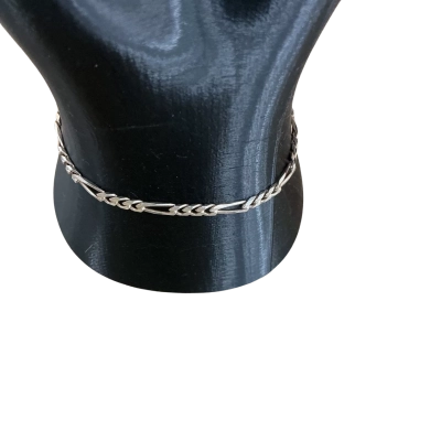  Womens 925 Silver Figaro Chain Bracelet