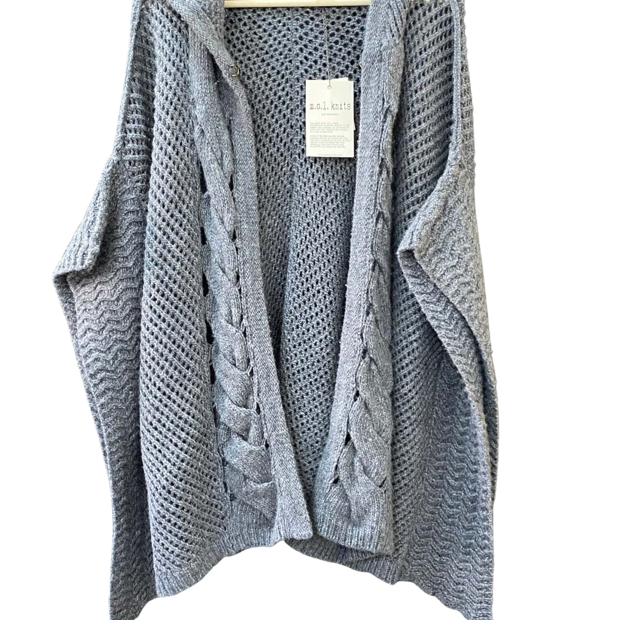 m.o.l knits San Francisco Womens US Size 2 Grey Knit Hooded Cardigan(s)