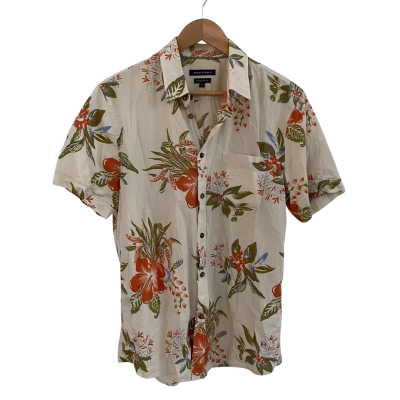 Sportscraft Mens  Size M Hawaiin Shirt / Short Sleeve Shirt Floral / Off White 