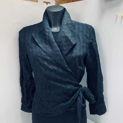 Perri Cutten Womens  Size 10 Long Sleeve Wrap Top Black  