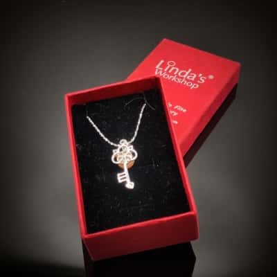 Linda's Workshop 18kt Plated 42cm Chain With Pink Button Real Pearl Set In Key Drop With C.Z. 