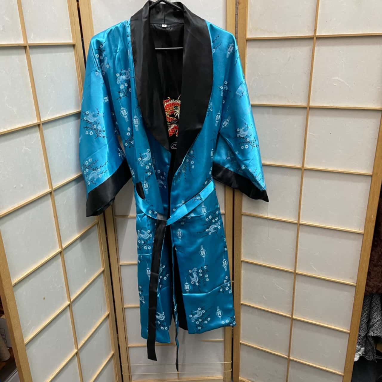 Blue Samurai Robe REDUCED Unisex Vintage Dragon Samurai Reversible Kimono Robe/Dressing ...