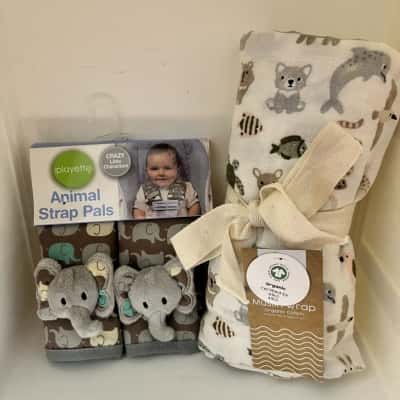 Baby Muslin Wrap and Animal Print Straps Set