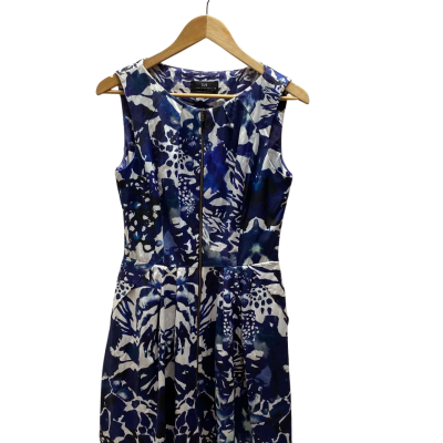 Cue Womens  Size 10 Blue Pattern Dress