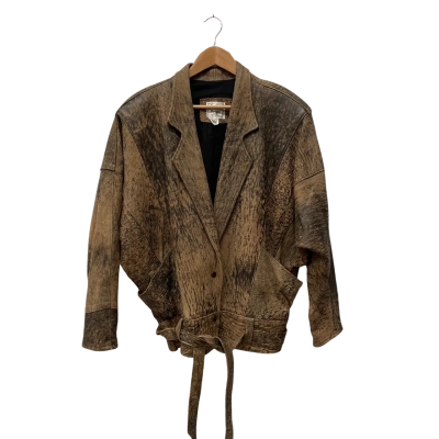  Womens  Size 14 Leather Jacket Black  / Brown 