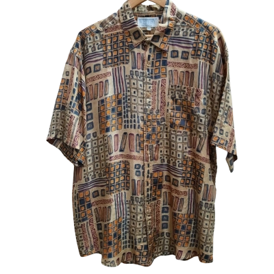 Vintage WHITBY 100% Washed Silk Short Sleeve Shirt in Size XL