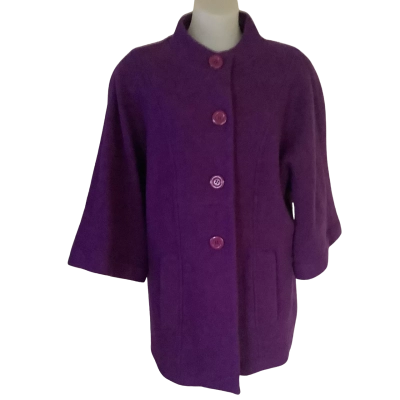 Feathers.  Boiled Wool Coat.  Deep Purple.   Size S 