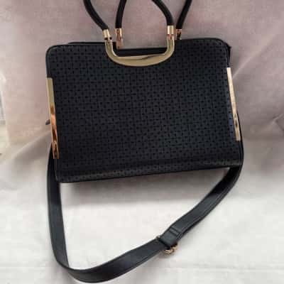 Colette Hayman  Women’s Black Business Style Tote Handbag with Laser Cut Front Detail