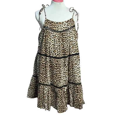 Seed Heritage Womens  Size 12 Shoestring Strap Top Animal print 