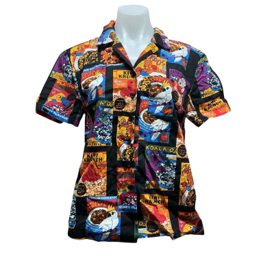Dangerfield Womens 100% Organic Cotton Size 10 Button Up Top Multicoloured / Pattern 