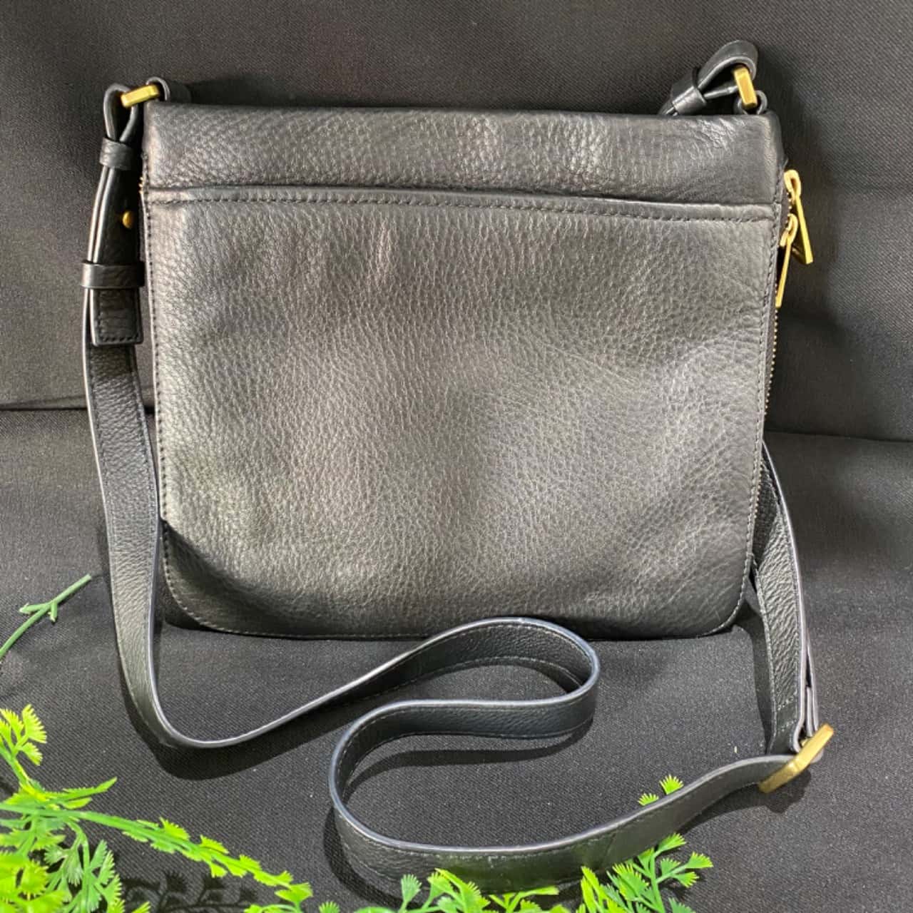 Womens FOSSIL Black Leather Crossbody Bag Handbag(s)