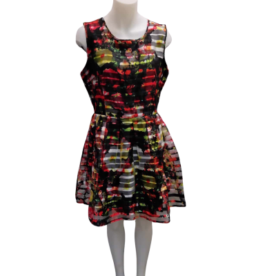  Women's  Size XL Mini Sleeveless Dress Black  / Green / Multicoloured / Pattern / Red 