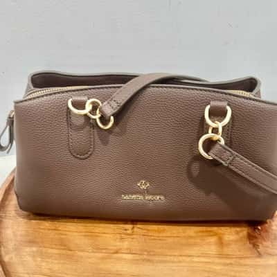 Nanette Lepore Chocolate Brown/ White Check Detail Handbag- Near New
