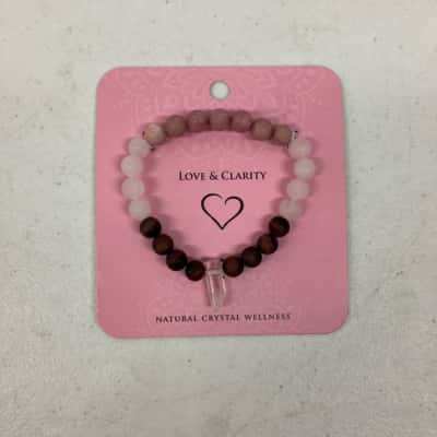 Women’s Love & Clarity Natural Crystal Wellness Stone Bracelet 