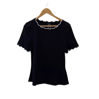 Forever New Womens  Size 16 T-shirt Black / White Scallop Trim