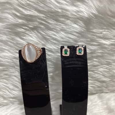  Womens Rose Gold Plated Earrings & Ring 
