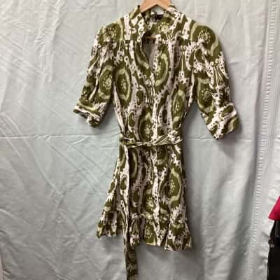  G.D.S Womens  Size XS Casual Dress Green / White G