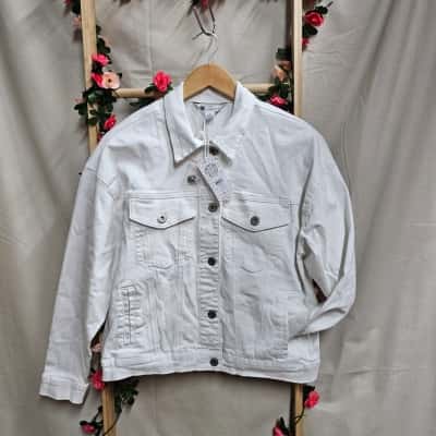 Womens Rockmans White Denim Jacket Size 10 RRP $79.99