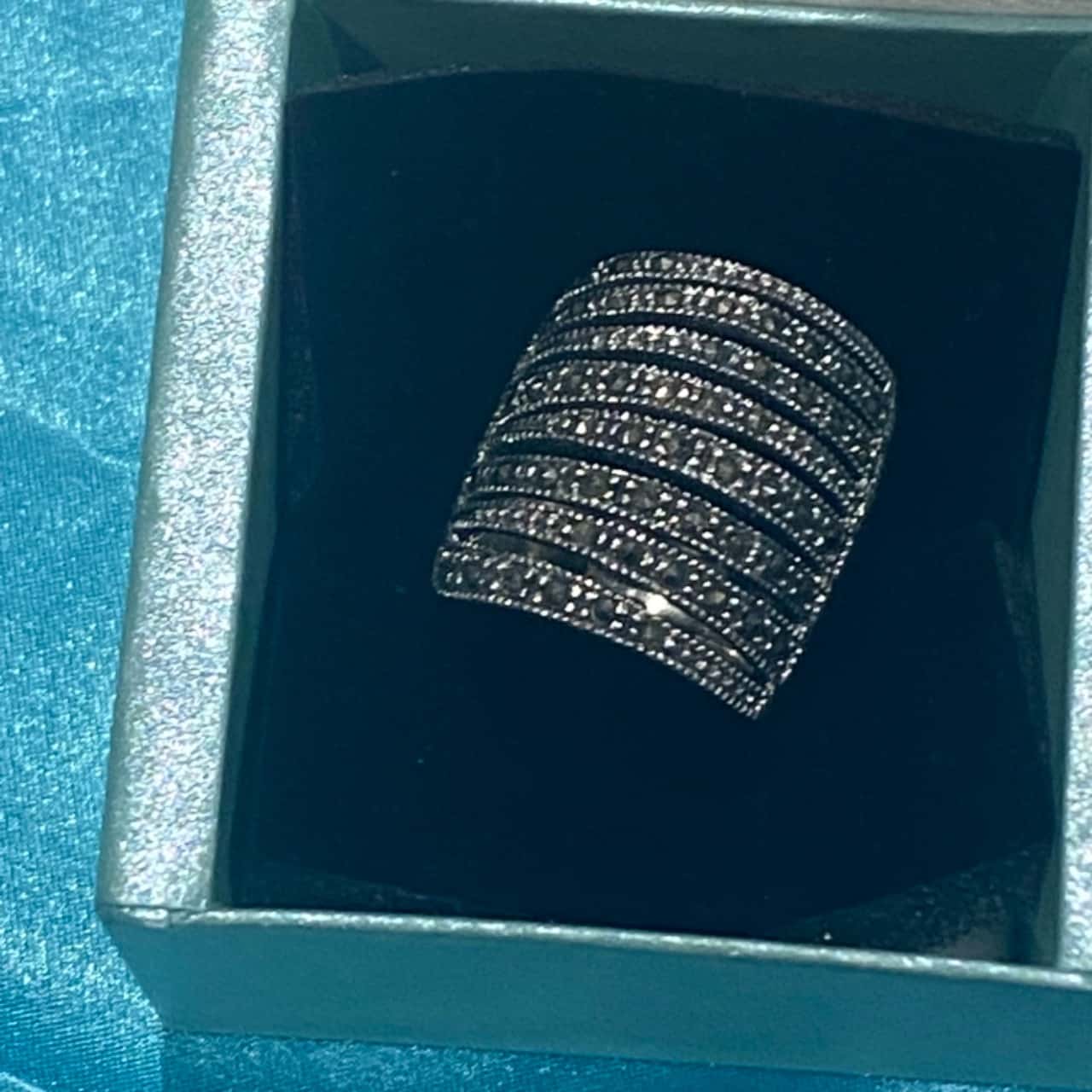 Womens 925 Silver Large Marcasite Ring Statement Dress Ring Size 9(s)