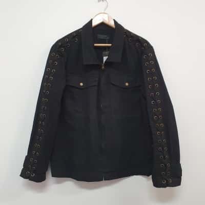 Crossroads Women's Size 14 Lace Up Utility Jacket Black - New With Tags